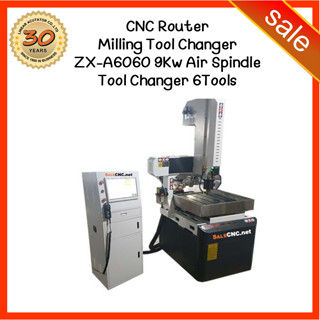 176. CNC Router Milling Tool Changer ZX-A6060 เครื่องทำแม่พิมพ์ 600x600x200 9Kw Air Spindle Tool Changer 6Tool