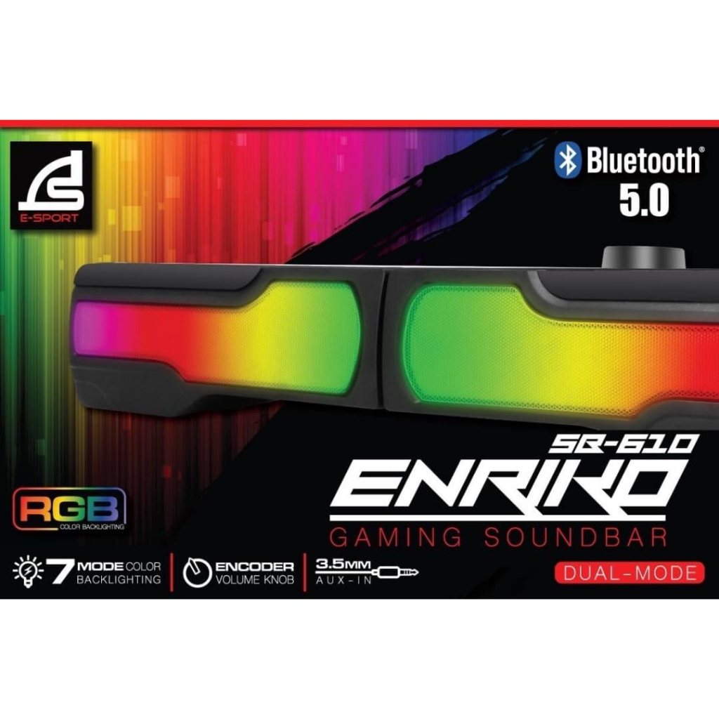 ลำโพงเกม์มิ่ง SIGNO E-Sport Gaming Soundbar รุ่น ENRIKO SB-610 เป็นทั้งลำโพง 2 ชิ้น และ Soundbar