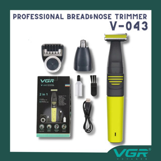 VGR ปัตตาเลี่ยนตัดแต่งหนวด เครา จอน แบบไร้สาย รุ่น V-043 navigator professiona beard &amp; nose trimmer 2 in 1