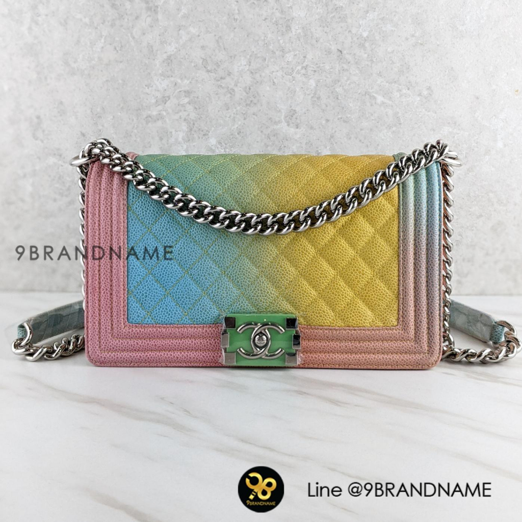 9brandname CHANEL Rainbow Cube Boy Collection Colorful Caviar Skin SHW
