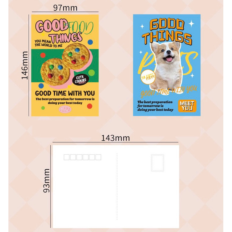 💥จัดส่งไว💥(381)เซ็ทโปสการ์ดสไตล์ป๊อปเรโทรน่ารักมาก