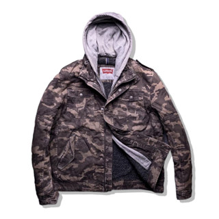 Levi’s Canvas Camouflage Hooded Trucker Jacket รอบอก 50”