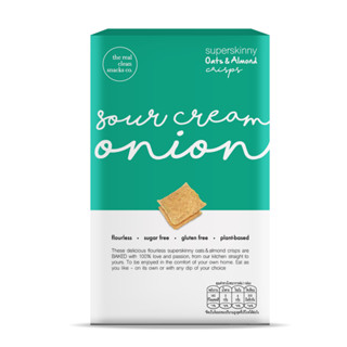 The Real Clean Snacks โอ๊ตและอัลมอนด์อบกรอบ รสซาวครีมและหัวหอม Superskinny Oat &amp; Almond Crisps - Sour Cream Onion (30 g)