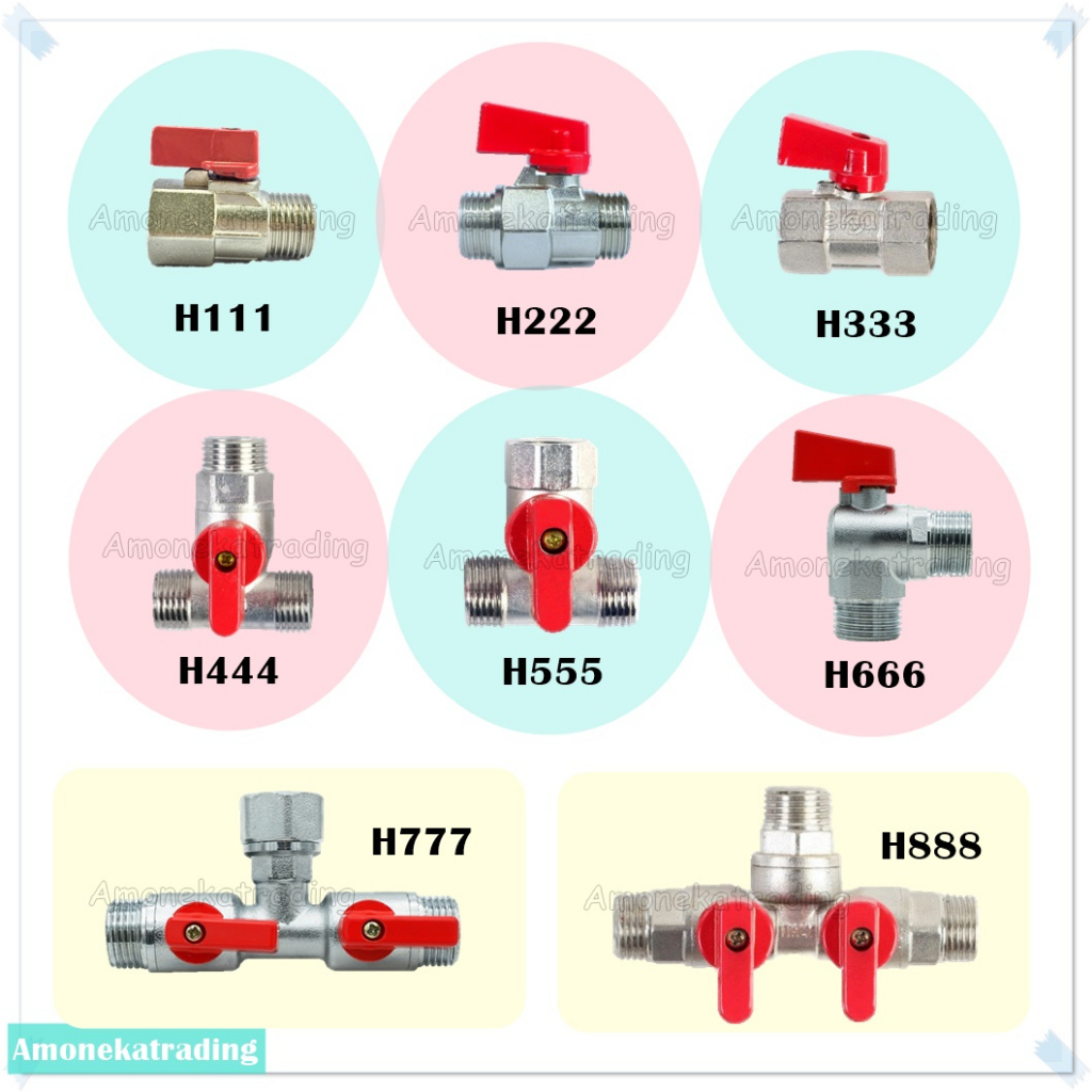 มินิบอลวาล์ว [ H2o ] ขนาด 1/2" 4หุน บอลวาวล์ บอลวาล์วสองทาง บอลวาล์วสามทางทองเหลือง