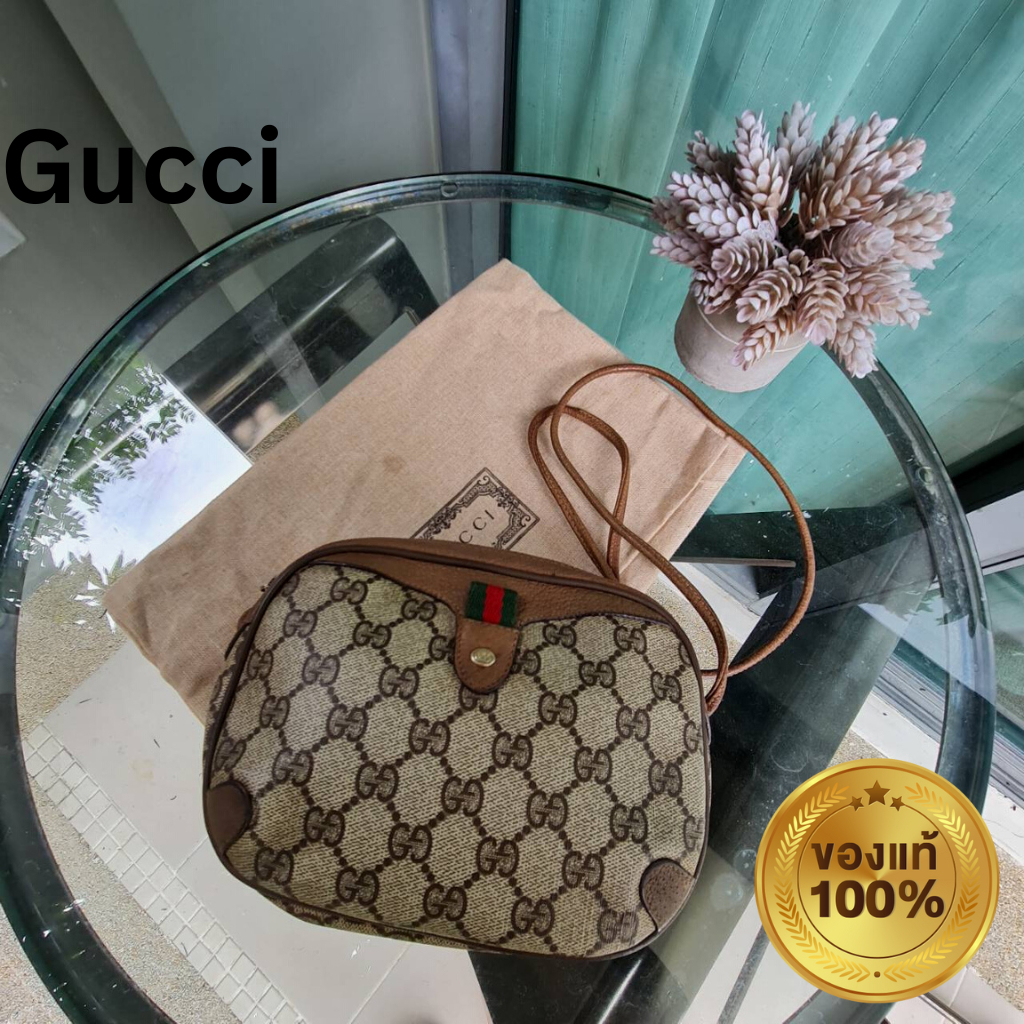 กระเป๋าสะพายใบเล็ก Gucci GG Supreme Coated  Mini Crossbody Bag  สวยสภาพดีด้านในสะอาด มาเดิมๆ ของแท้พร้อมถุงผ้า