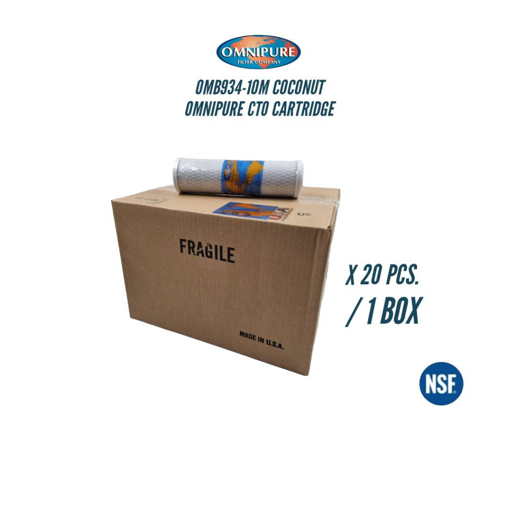 OMNIPURE USA CTO Cartridge Filter OMB934-10M Coconut ไส้กรองน้ำดื่ม ขนาด 2.5 x 10" Carbon Block Filter จำนวน 1 ลัง (1 ลั