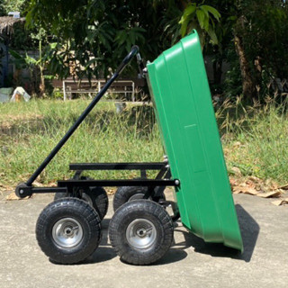 garden dump cart รถลากกะบะดั้ม รถเข็นอเนกประสงค์ ล้อยาง สีเขียว