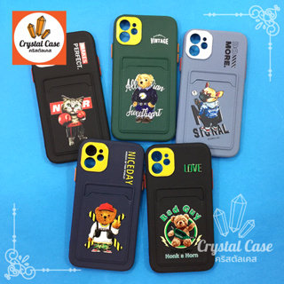 เคสมือถือนิ่ม 7+ 11 13 TPU กันกล้องสีด้านหลังมีช่องใส่การ์ด พิมพ์ลายการ์ตูน