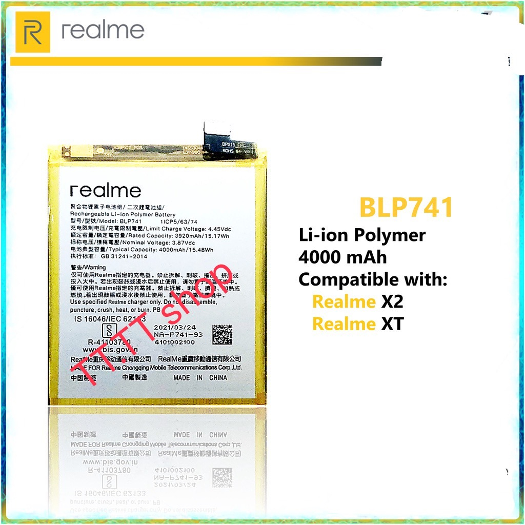 แบตเตอรี่ Oppo Realme X2 / Realme XT BLP741 4000mAh ประกัน 3 เดือน