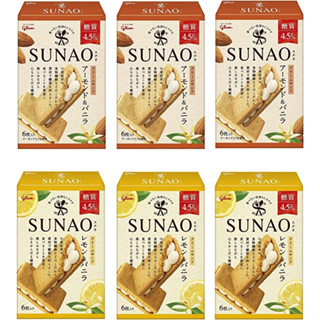 Ezaki Glico SUNAO Sunao Cream Sandwich (Almond &amp; Vanilla, Lemon &amp; Vanilla คละ 2 รส) น้ำตาล 4.5g ต่อแผ่น 6 ชิ้น [ส่งตรงจากญี่ปุ่น]