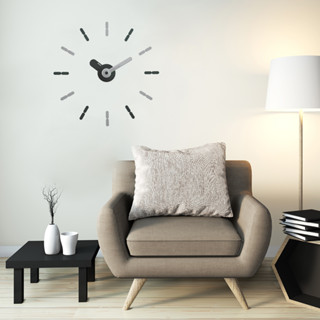 On-Time wall clock นาฬิกาติดผนัง ไม่เจาะผนัง v1m เทาดำ ขนาดติดตั้ง 56-60 เซน นาฬิกาขนาดใหญ่ DIY ontime