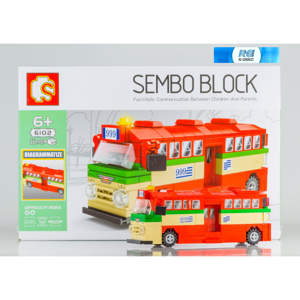 บล็อกตัวต่อรถยนต์ เลโก้จีน รถเมล์ไทย ขสมก ขนส่งมวลชน ของเล่น สะสม SEMBO BLOCK Thai Bus Car 124 PCS SD6102 LEGO China