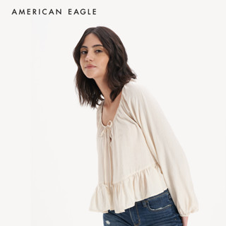 American Eagle Long-Sleeve Embroidered Blouse เสื้อเบลาซ์ ผู้หญิง แขนยาว  (NWSB 035-4741-106)