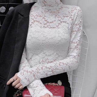 เสื้อคอเต่าผ้าลูกไม้ LONG SLEEVE TURTLENECK LACE TOPS