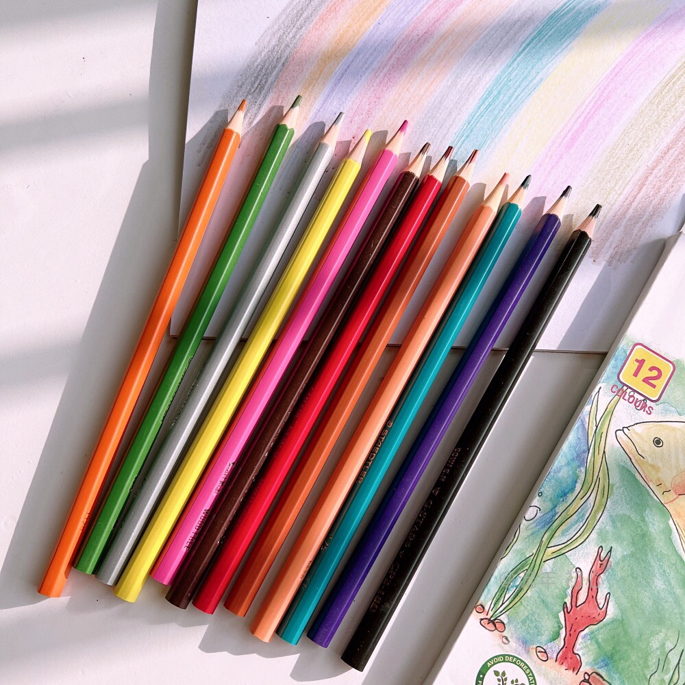ดินสอสีลบได้ ดินสอสีรักษ์โลก อุปกรณ์วาดภาพระบายสี  เครื่องเขียนราคาถูก ขนาดมินิ พกไปได้ทุกที่