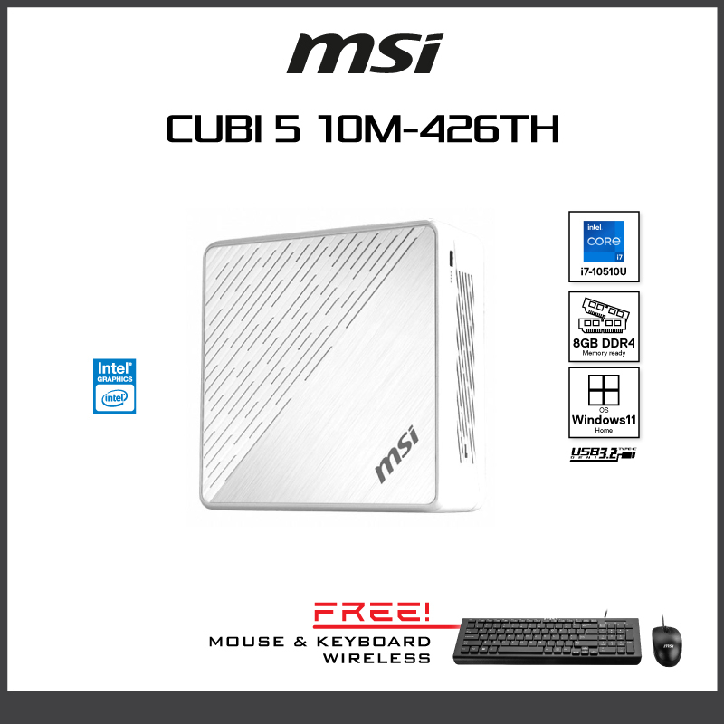 MSI MINI PC (มินิพีซี) CUBI 5 10M-426TH/i7-10510U/Intel UHD/Ram8GB/SSD512GB/Win11/ประกัน3ปี