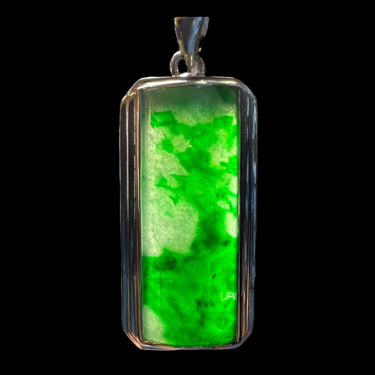 จี้ หยกพม่า เนื้อน้ำแข็ง วุ้น แก้ว เขียวจักรพรรดิ ขาว เงิน925 Natural Burma jadeite Jade A type จิวเวลรี่ เครื่องประดับ