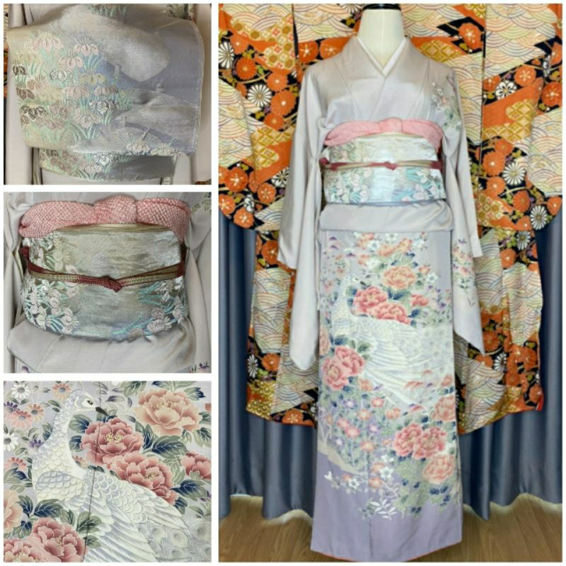 พร้อมส่ง Set Kimono กิโมโนมือสอง สีพาสเทล ของแท้จากญี่ปุ่น