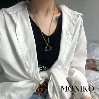 MONIKO สร้อยคอโซ่โลหะทรงสามเหลี่ยมสไตล์วิน เหมาะสําหรับผู้หญิงและผู้ชาย