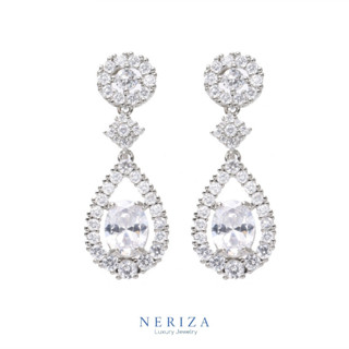 Neriza Jewelry/ต่างหูระย้าเพชรสังเคราะห์ ประกายเทียบเท่าเพชรแท้ , ต่างหูระย้า , ต่างหูออกงาน NE154