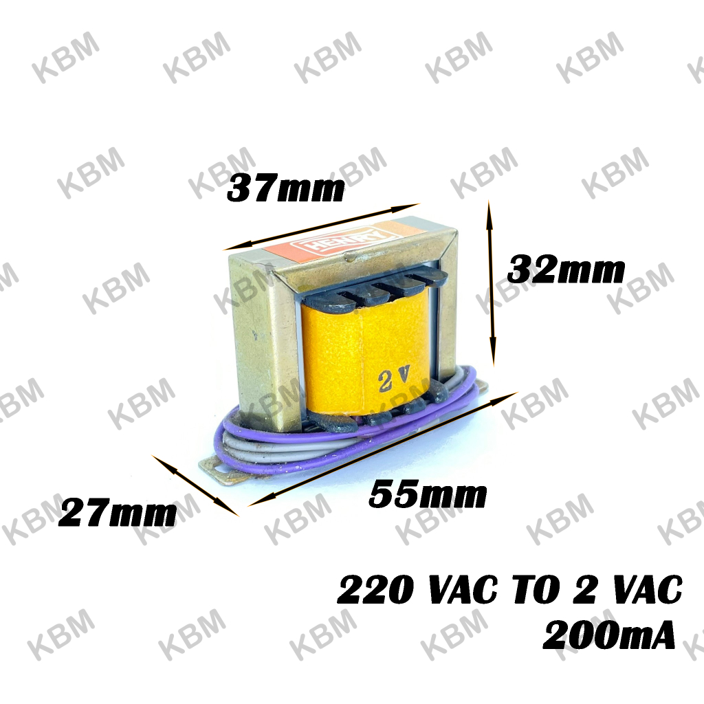 Transformer หม้อแปลงไฟฟ้า Input 220VAC Output 2VAC 6VAC 15VAC 15-0-15VAC 18VAC 24VAC 200mA