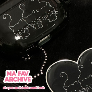 (preเกาหลี) mafavarchive - cat cubic black airpods case เคสแอร์พอด PC แข็ง เคลือบเงา ลายแมว สีดำ