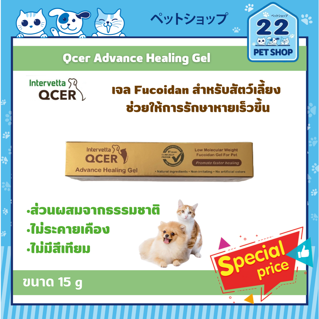 Qcer Advance Healing Gel สำหรับสัตว์เลี้ยง รักษาแผล ช่วยให้แผลหายเร็วขึ้น ขนาด 15 g