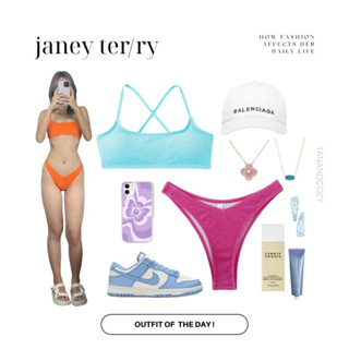 tanandcozy - Janey Terry บิกินี่บราสายเดี่ยว + กางเกงทรง High Cut