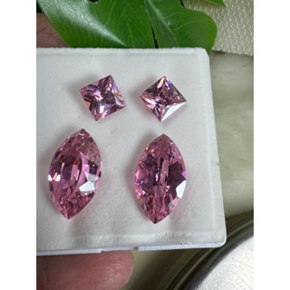 cz pink earring set marquise 6.93 gram 11x19mm 2 pieces square 8x8mm