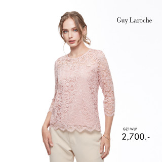 Guy Laroche  เสื้อผู้หญิง  Blouse แขนยาวผ้าลูกไม้สีชมพู,เสื้อเบลาส์ (GZ1WLP)