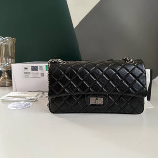 Chanel 2.55 Classic Flap Bag Original Aged Calfskin หนังลูกวัวย่น Chain Reissue สายโซ่ล้วนลมดำ