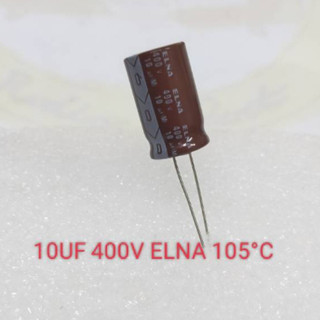 10uf 400v Capacitor ELNA 105°C ขนาด 2 x 1.2 ซ.ม (ราคาต่อชิ้น)