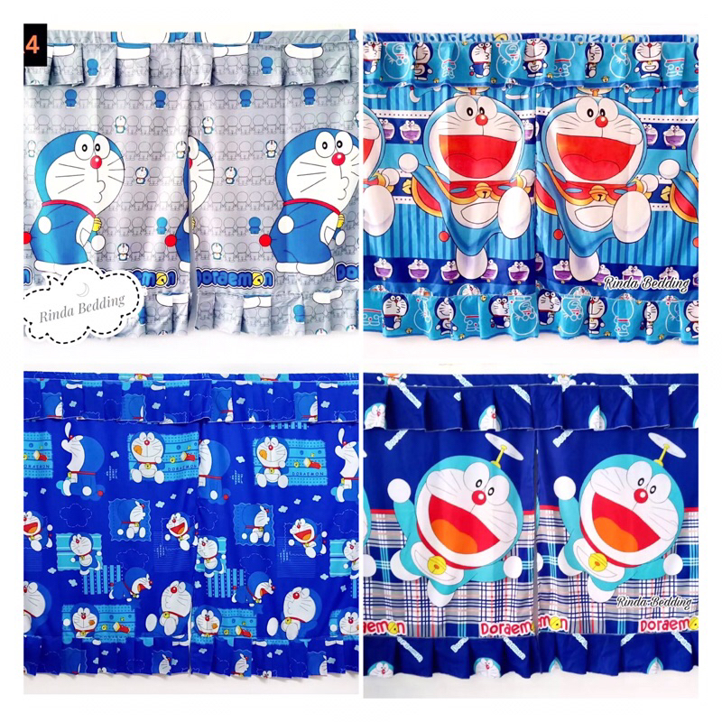 ผ้าม่าน ม่านหน้าต่าง ลายโดเรม่อน กันแสง UV ผ้า Cotton ผืนใหญ่ สินค้าขายดี พร้อมส่ง