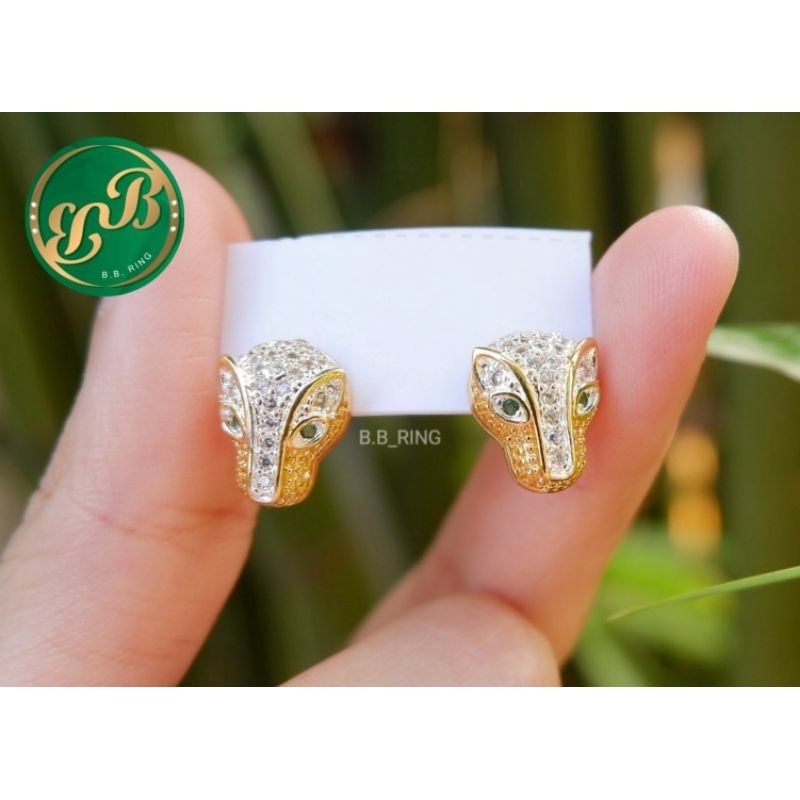 BBต่างหูชุบทอง18kหัวเสืองานหรู ไม่ลอกดำ