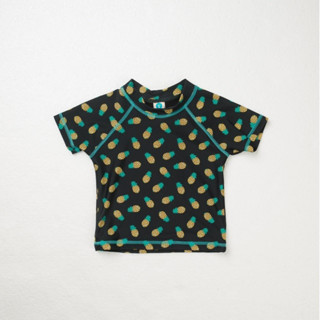 BLACK PINEAPPLE SHORT SLEEVED KIDS RASHGUARD