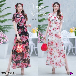 TT18313 ชุดเดรสกี่เพ้าแขนสั้น ทรงสอบ พิมพ์ลาย.Short sleeve dress. Exam shape. Printed pattern..