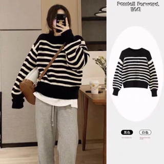 🇰🇷New🇰🇷  Korea stripe knitted sweater  ไหมพรมลายทางผ้าทอเนื้อเกรด พรีเมียมเลยค่า ตัวนี้