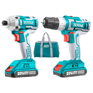 TOTAL สว่านไขควงกระแทก ไร้สาย 20 โวลท์ + สว่านไร้สาย 20 โวลท์ รุ่น TCKLI2006 ( Lithium-Ion Cordless 2- Pc. Combo Kit )