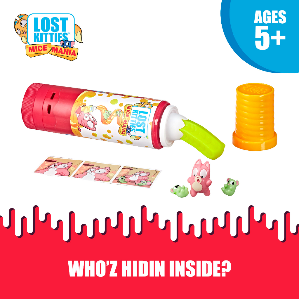 Hasbro Lost Kitties Mice Mania Easy Squeeze Mice Can Toy, Series 3 แบบสุ่ม ดินปั้น สุ่มฟิกเกอร์