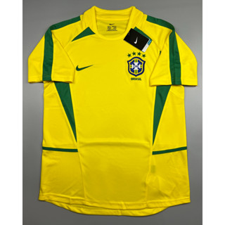 เสื้อบอล ย้อนยุค ทีมชาติ บราซิล 2002 เหย้า Retro Brazil Home แชมป์บอลโลก World Cup Champions เรโทร คลาสสิค