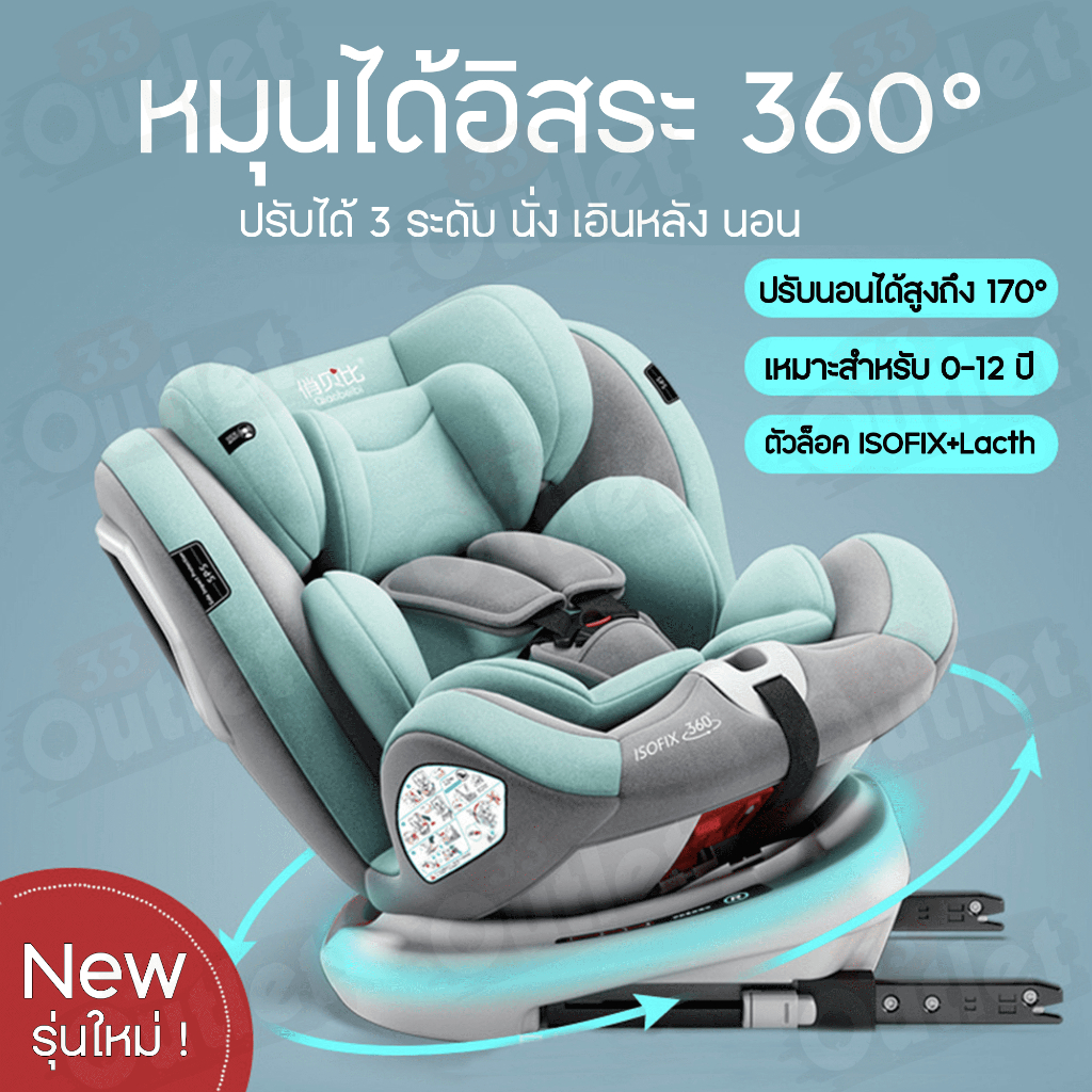 พร้อมส่งคาร์ซีท Carseatราคาถูก เบาะรองสี่ชั้นปลอดภัย คาร์ซีทเด็ก ISOFIX เบาะติดรถยนต์เด็ก ที่นอนสำหร