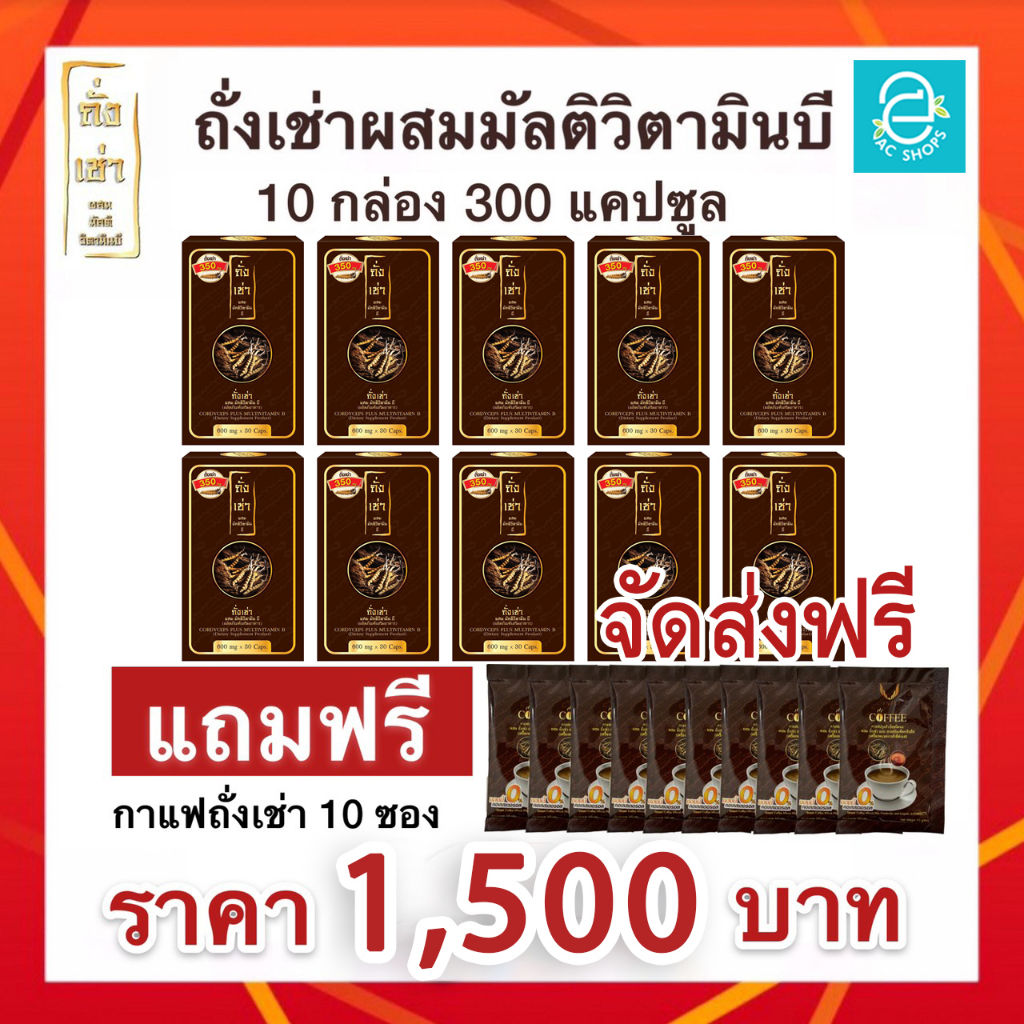 [ ส่งฟรี ] ถั่งเช่าผสมมัลติวิตามินบี ชุด 10 กล่อง ( ฟรี!! กาแฟ ถั่งเช่า10 ซอง ) - Donutt Cordyceps Plus Multivitamin B