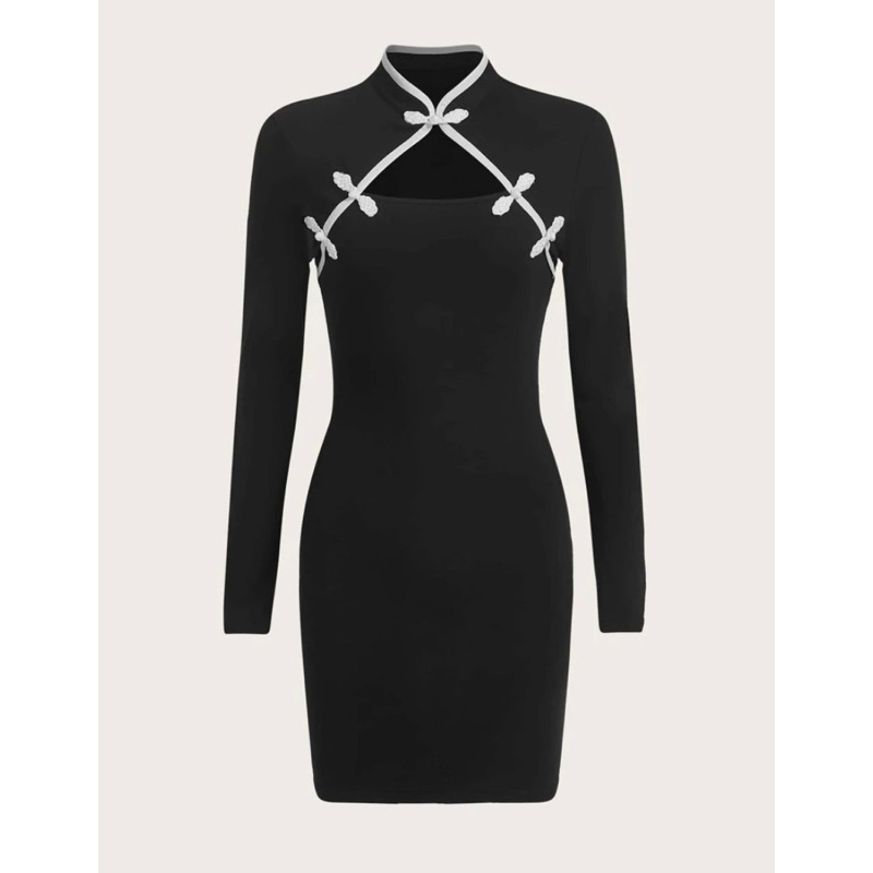 เสื้อยืด ครอป เดรสรัดรูป ลายมังกร คอจีน เเฟชั่นต้อนรับตรุษจีน🧧 (พรีออเดอร์) 7-9 วัน - รูปที่ 2