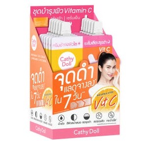 (ยกกล่อง/6ซอง) Cathy Doll Whitamin C Spot Serum &amp; Whitamin C Day Cream เคที่ดอลล์ สปอตเซรั่ม &amp; วิตามินซี เดย์ครีม