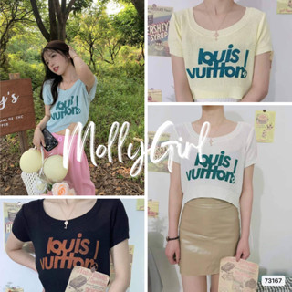 Mollygirl เสื้อครอปลายน่ารัก สีสันสดใส  เสื้อครอป 73167#