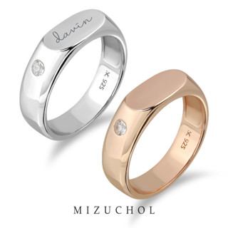 Mizuchol แหวนเงินแท้ พลอยแท้ White Topaz รุ่น Loved word - His Name