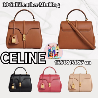 CELINE/CELINE กระเป๋าถือมินิหนังลูกวัว 16 ใบ/กระเป๋าสุภาพสตรี/กระเป๋าสะพายข้าง/กระเป๋าถือ/ใหม่ล่าสุด/นำเข้าจากยุโรป