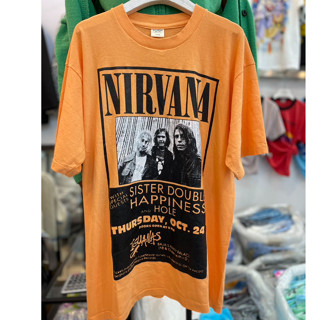 NIRVANA⚡️เสื้อยืดผ้าฟอก Unisex Cotton 💯 งานใหม่ ทำเก่า ผ้าฟอกเฟดนุ่ม ไร้ตะเข็บข้าง สกรีนจม หน้าหลัง ⚡️