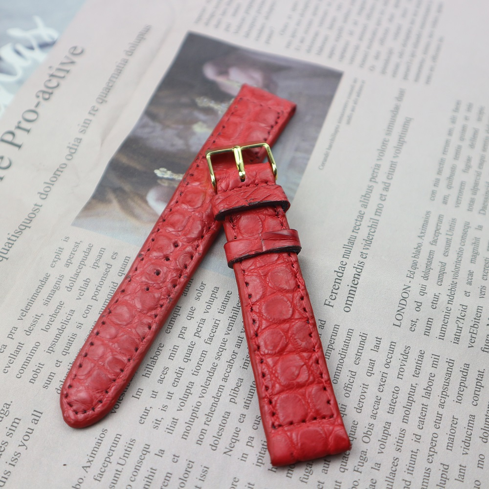 สายนาฬิกาหนังจระเข้แท้ งานมือ ไซร์ 18 mm. (ส่วนท้องไผ่เล็ก) Genuine leather crocodile แถมสปริง รับประกันสินค้า ไม่แท้ยิน