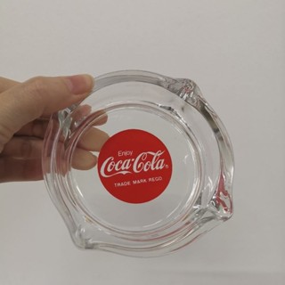 ที่เขี่ยบุหรี่​cocacola ที่เขี่ยบุหรี่​โค้ก ที่ทิ้งก้นบุหรี่ แก้วหนาทรงกลม สกรีนโลโก้CocaCola